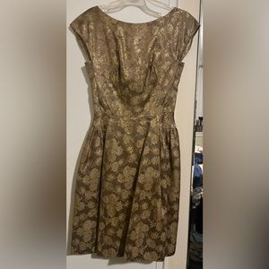 1950s vintage gold brocade dress
